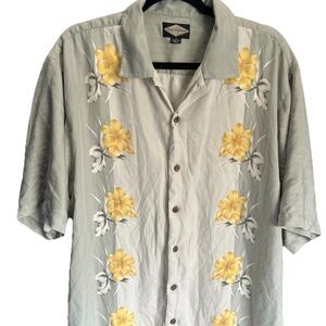 Men's Gray Floral Button Down Shirt by